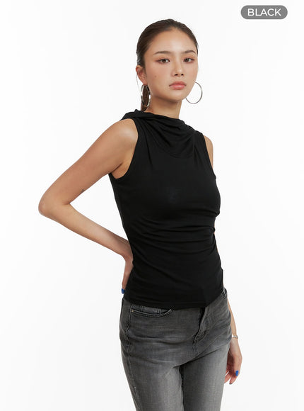 turtleneck-tank-hoodie-cy431 / Black