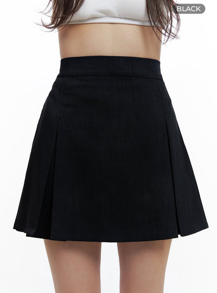 sleek-pleated-solid-skirt-os416 / Black