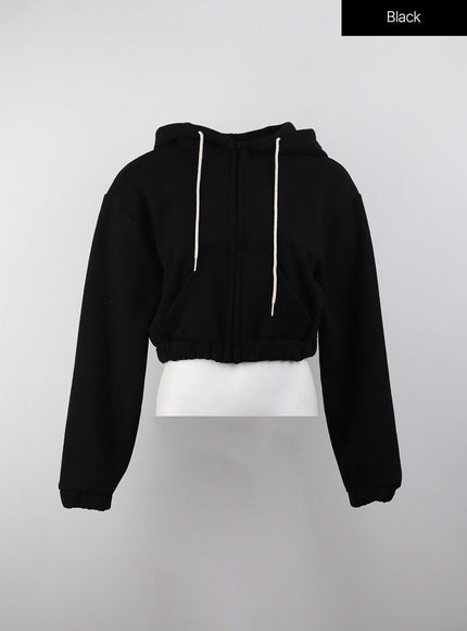 zip-up-crop-hoodie-jacket-cj409 / Black