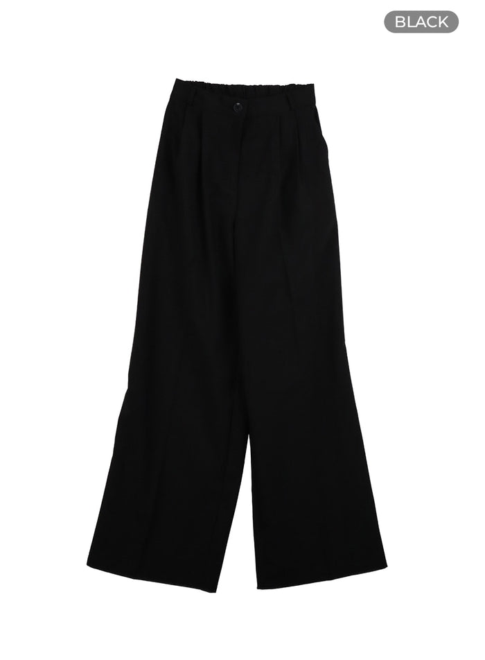 pintuck-wide-fit-trousers-oa429 / Black