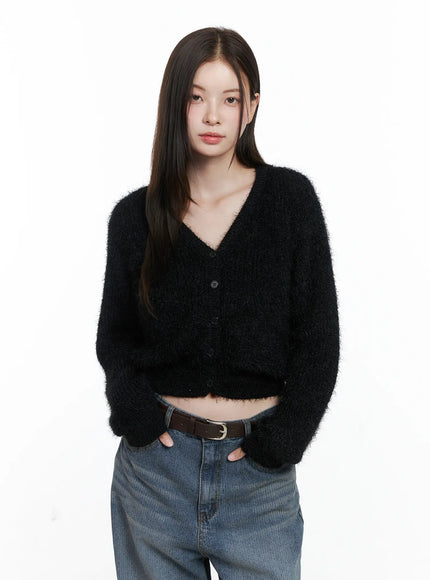 soft-knit-crop-cardigan-co503 / Black