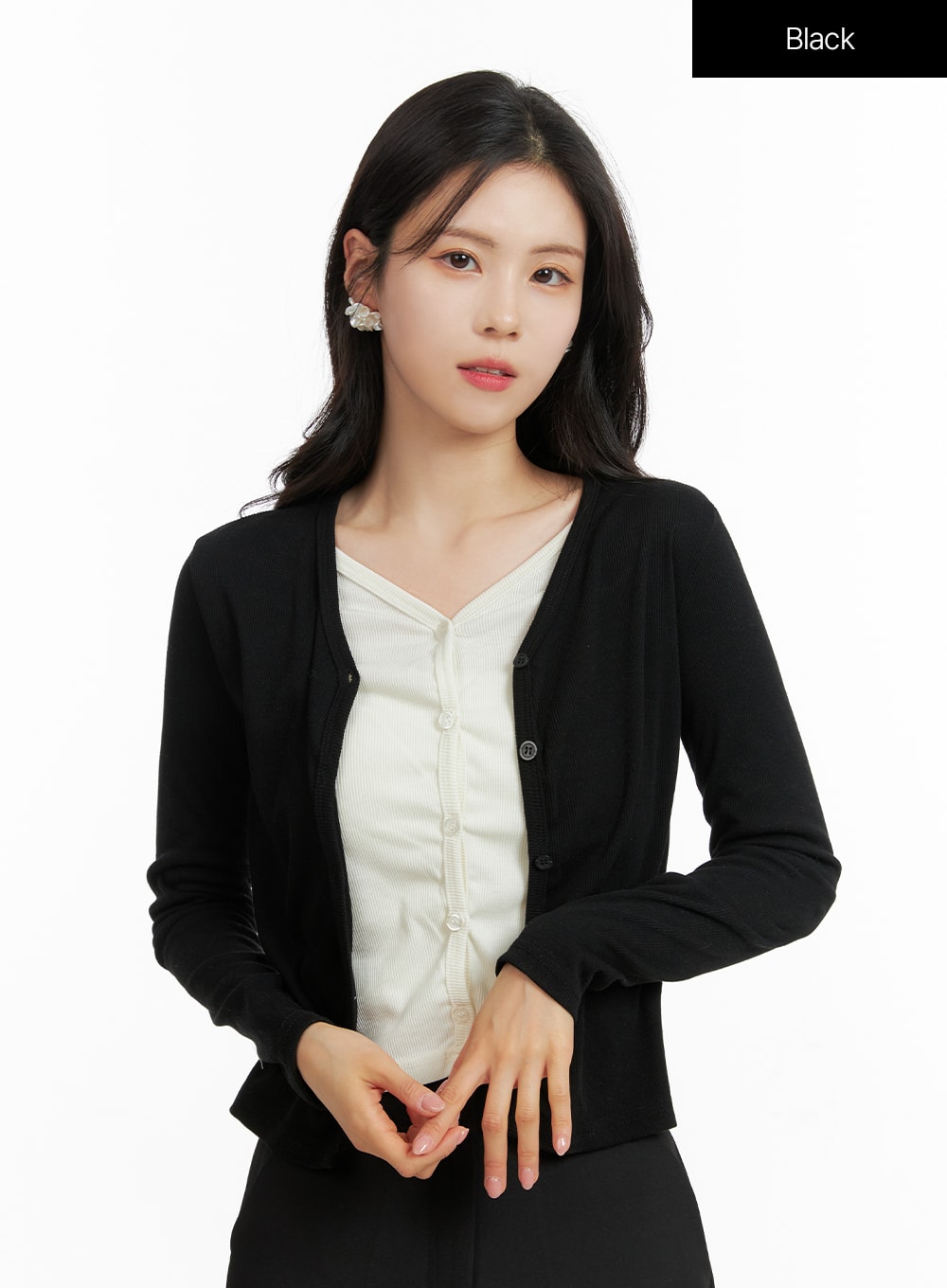 Buttoned Layered Cardigan OF415