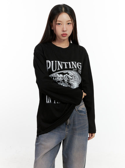 relaxed-fit-graphic-long-sleeve-cn412 / Black