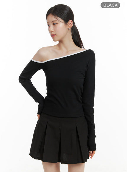 one-shoulder-slim-fit-tee-oa419 / Black