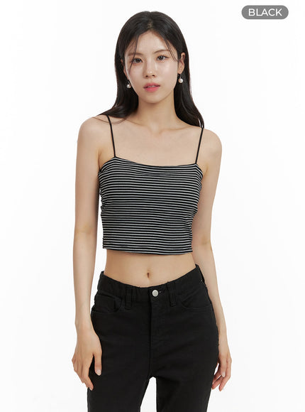 stripe-crop-cami-top-oa423 / Black