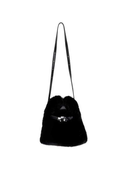faux-fur-buckle-crossbody-bag-cd501 / Black