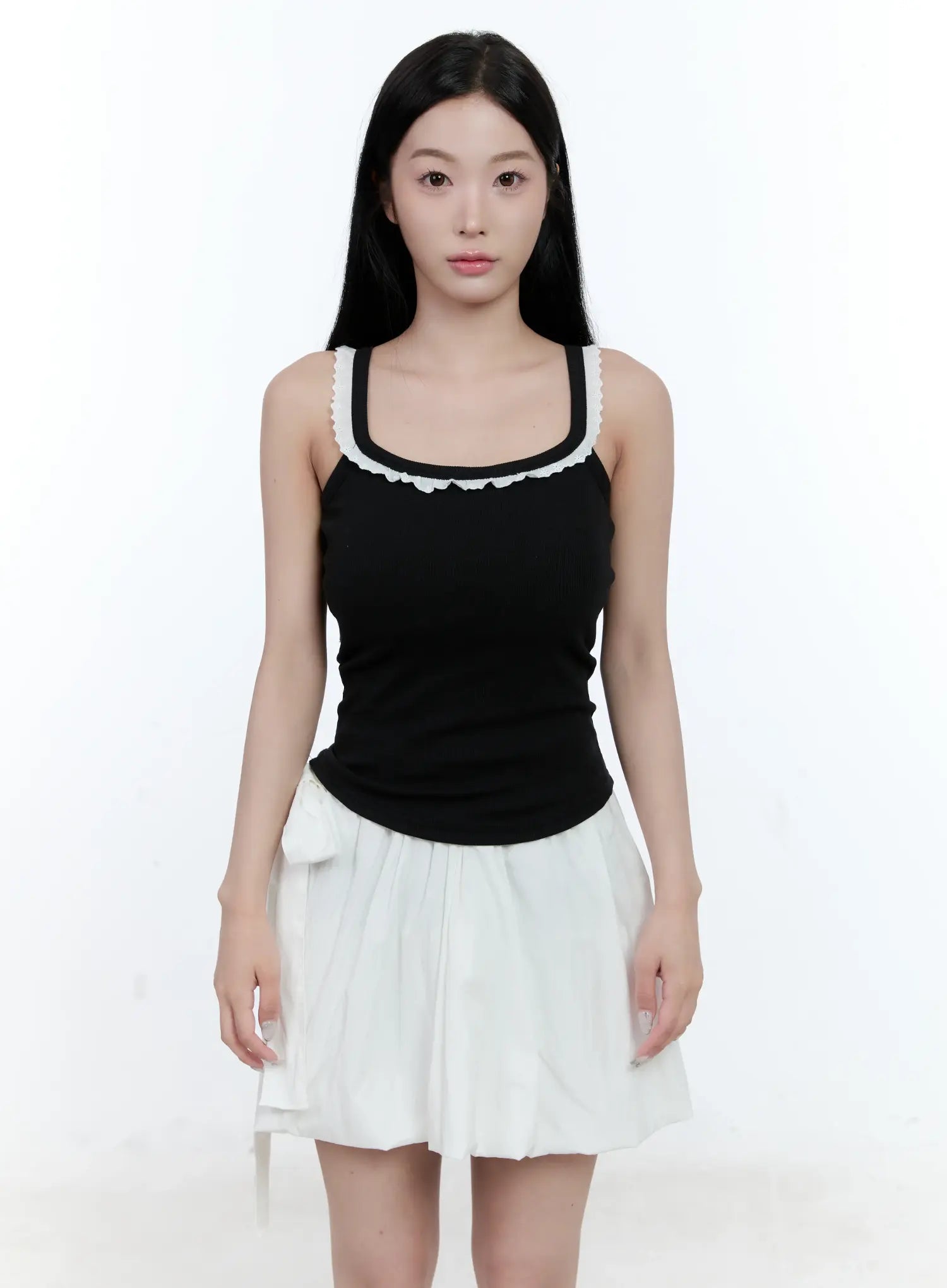 basic-lace-cropped-tank-cl530 / Black