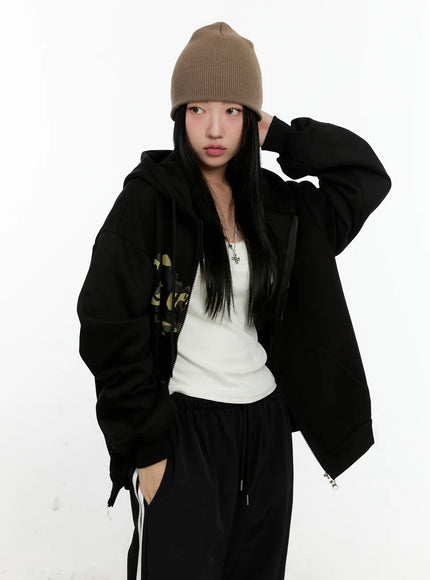 oversized-lettering-hoodie-cn505 / Black