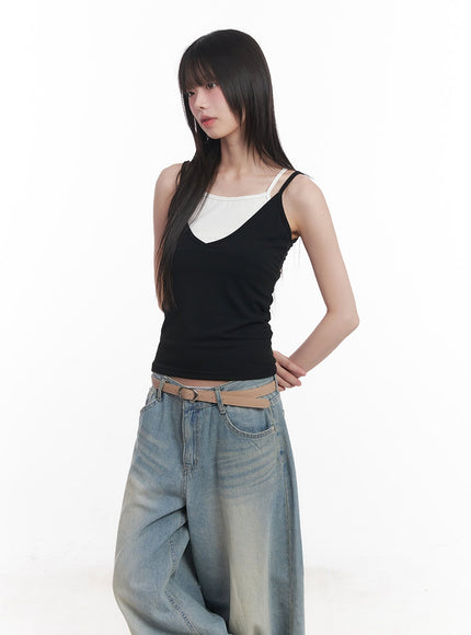 layered-two-tone-cami-cu505 / Black