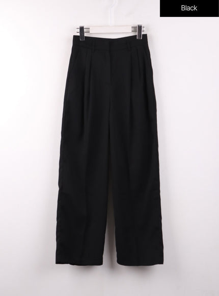 pintuck-wide-pants-of405 / Black