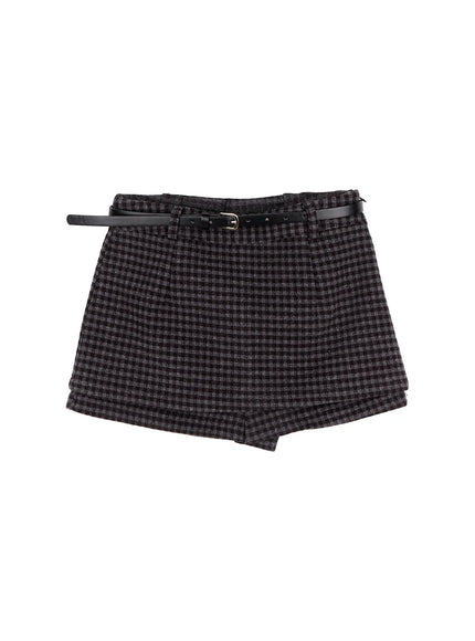 checkered-mini-skirt-cj507 / Black