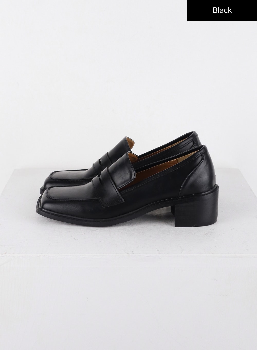 Faux Leather Square Toe Loafers CD312 - Korean Women's Fashion 