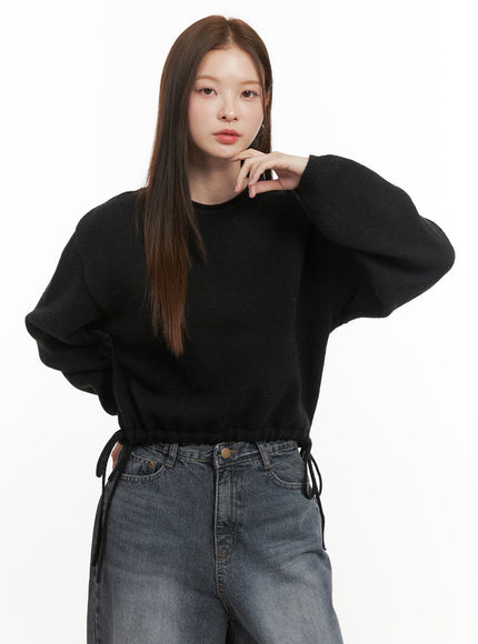 round-neck-loose-sweater-od417 / Black