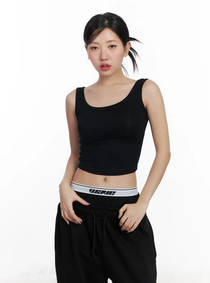 ribbed-u-neck-cropped-top-cf503 / Black