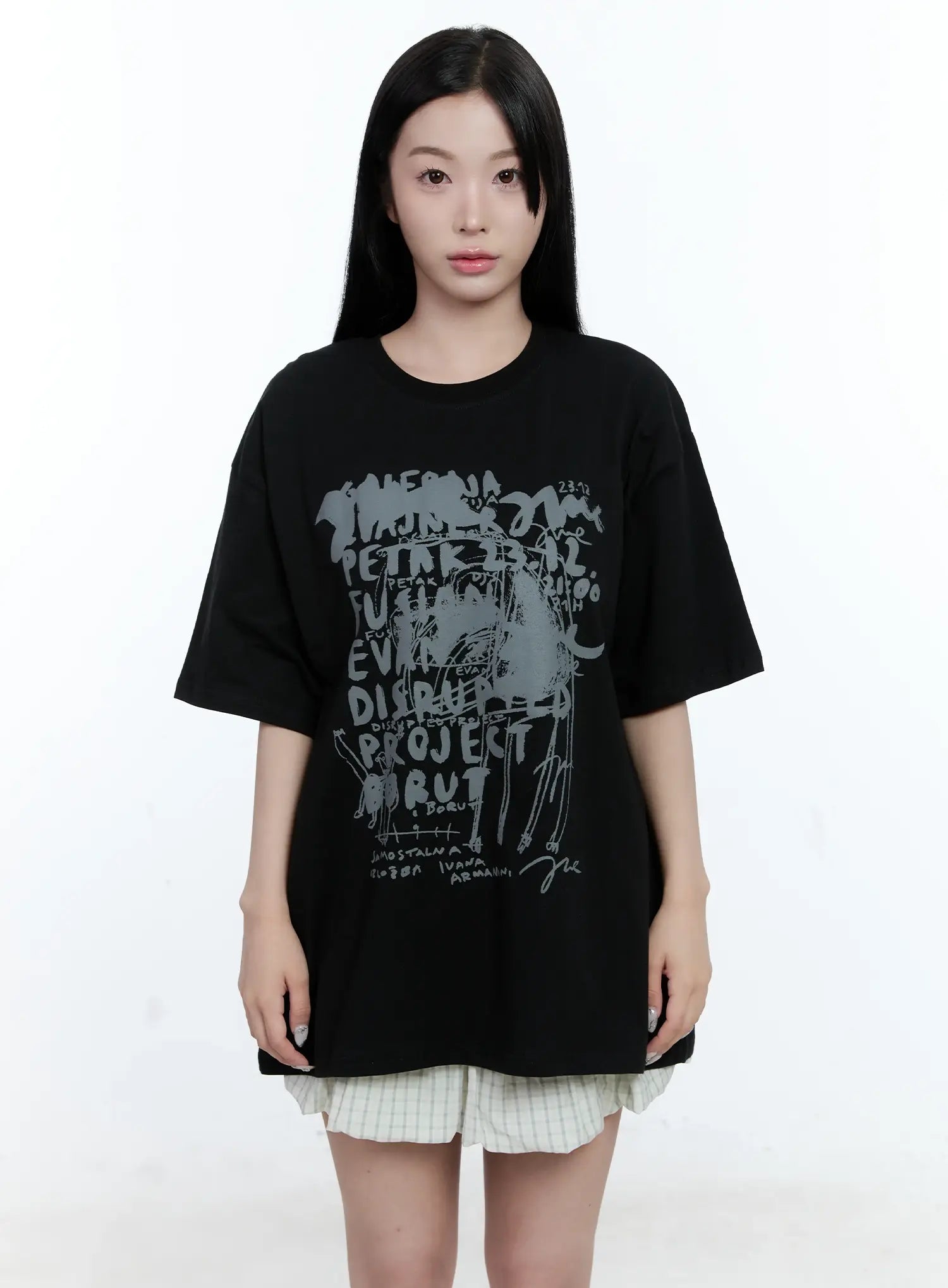 graphic-oversized-tee-cl530 / Black