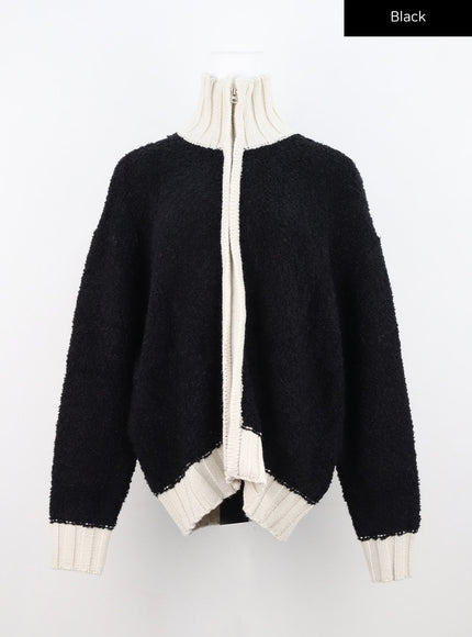 cozy-oversized-knit-sweater-jacket-cn307 / Black