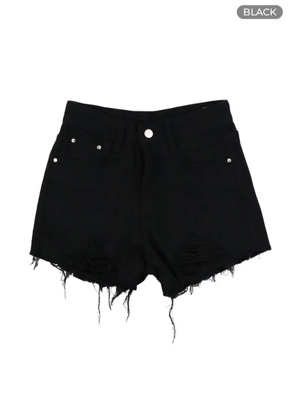 destroyed-denim-shorts-oa425 / Black