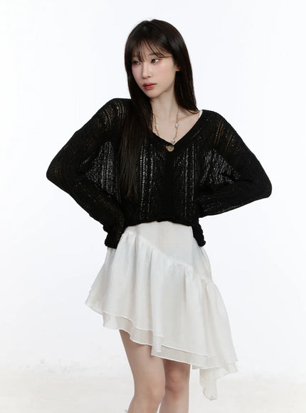 sheer-knit-cardigan-ca501 / Black