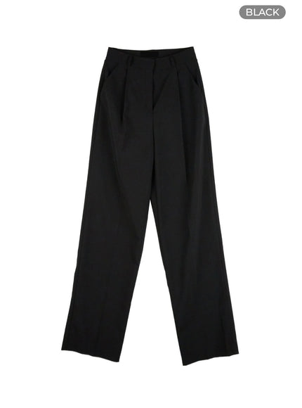 pintuck-straight-tailored-pants-ol411 / Black