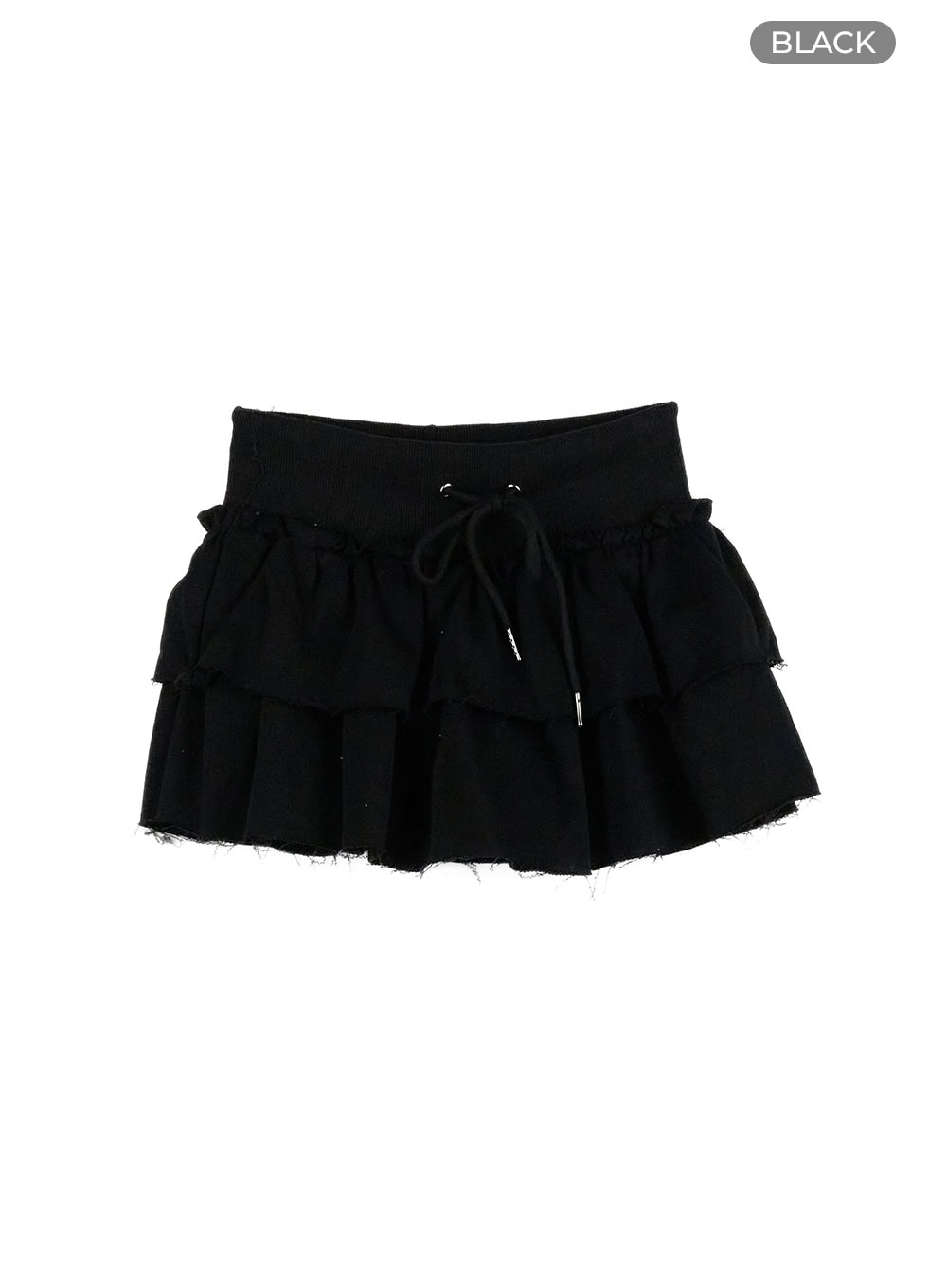 frill-string-mini-skirt-cu420 / Black