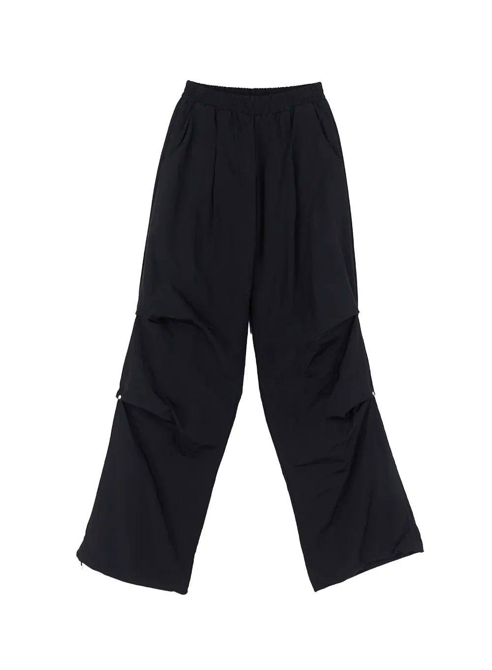 pintuck-rivet-wide-leg-joggers-cl508 / Black