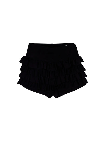 layered-ruffle-mini-skirt-cy508 / Black