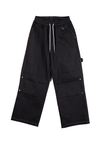 non-fade-wide-leg-denim-trousers-cn412 / Black