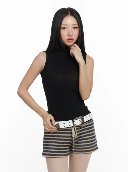 sheer-turtleneck-tank-top-cd529 / Black