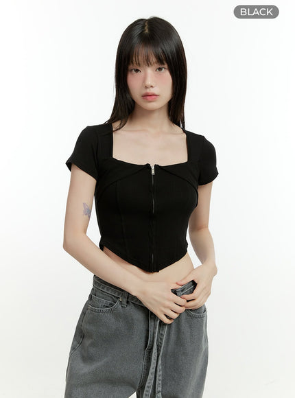 square-neck-rayon-crop-top-cg402 / Black