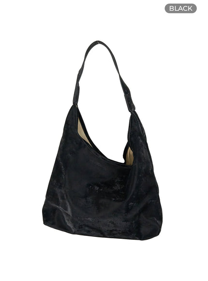 basic-faux-leather-shoulder-bag-og416 / Black