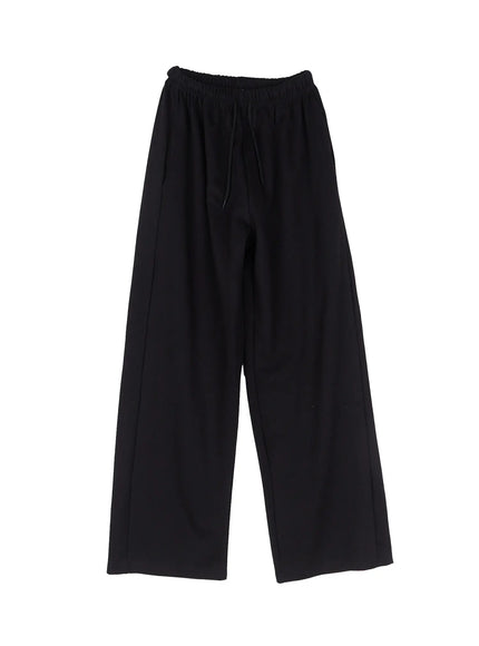 comfy-wide-leg-sweatpants-cl515 / Black