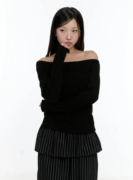 off-shoulder-long-sleeve-cs517 / Black