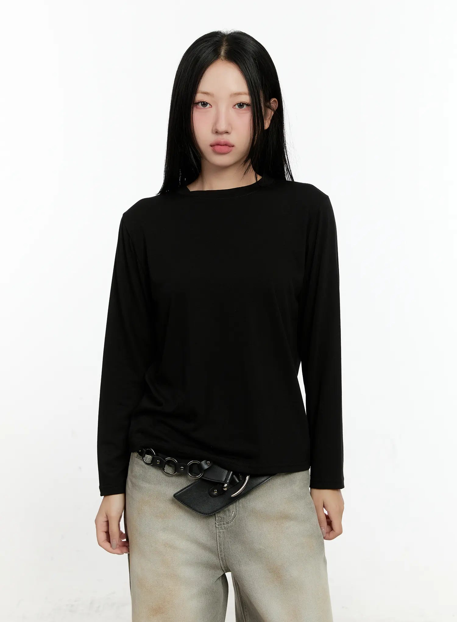 basic-fleece-long-sleeve-tee-cn506 / Black