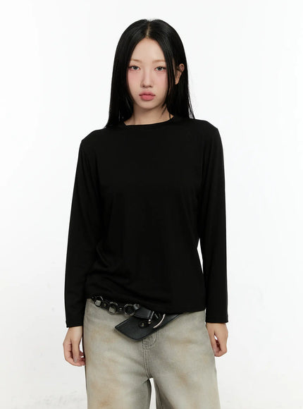basic-fleece-long-sleeve-tee-cn506 / Black