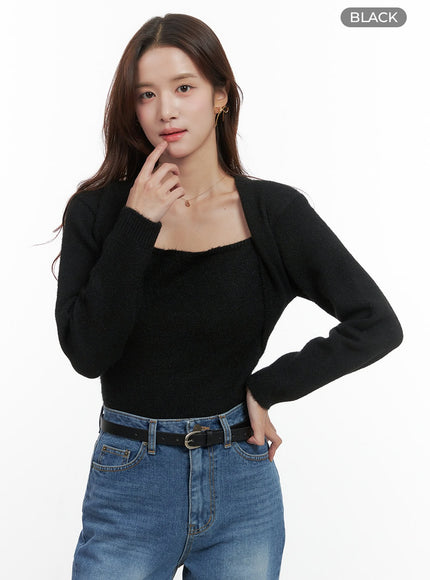 cozy-knit-bolero-sweater-oo421 / Black