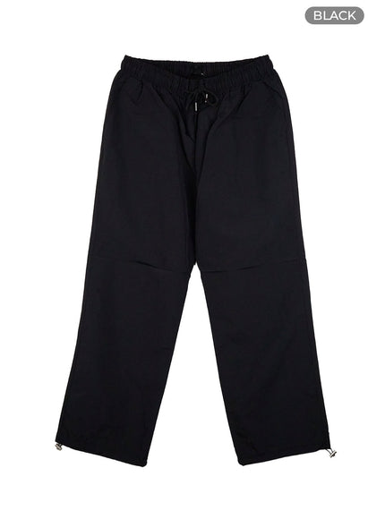 mens-banded-nylon-wide-pants-co408 / Black