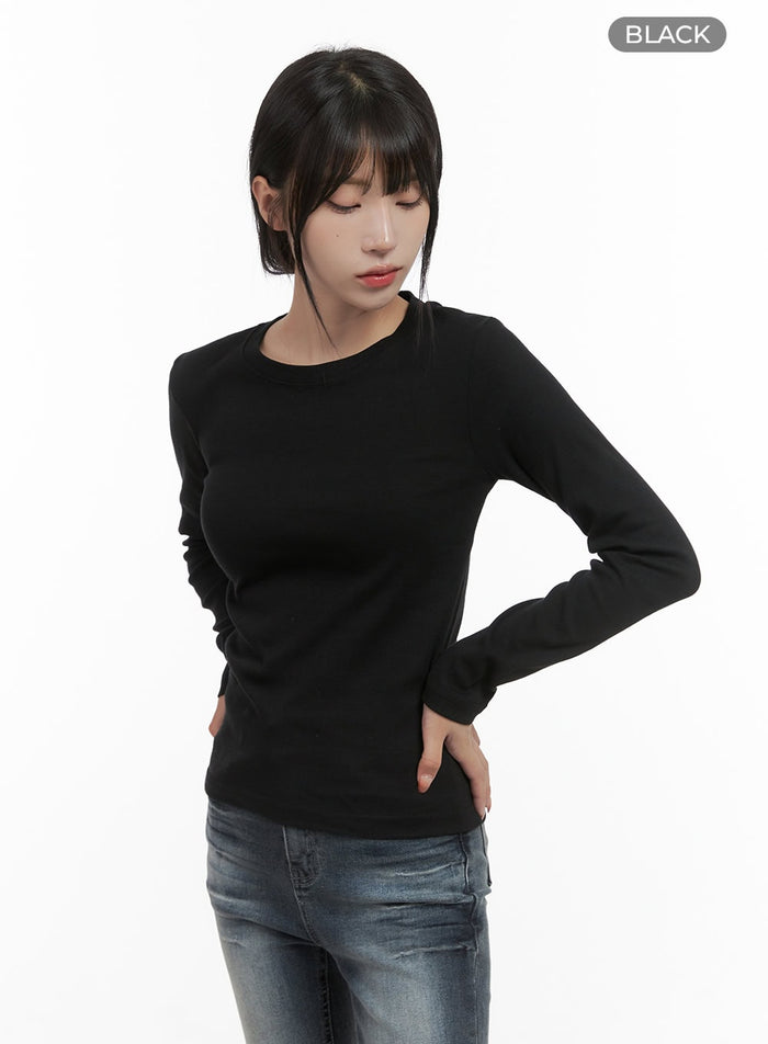 cozy-cotton-long-sleeve-tee-cs413 / Black