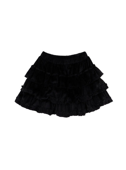 layered-ruffle-mini-skirt-cn528 / Black