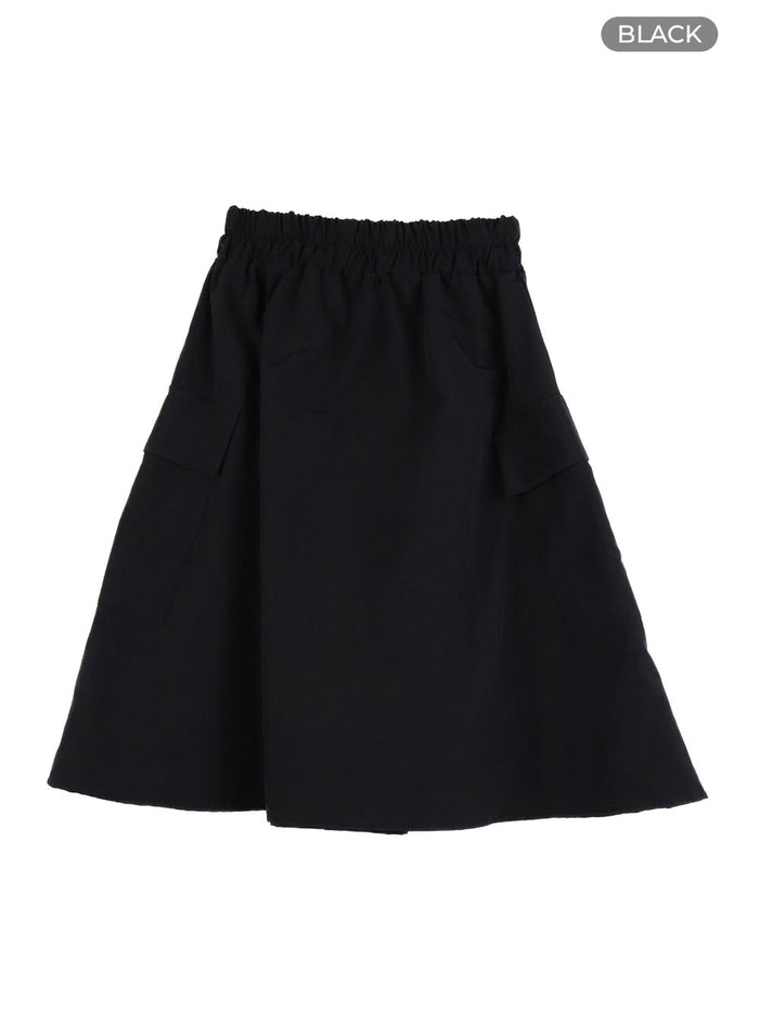 cotton-cargo-midi-skirt-oy417 / Black