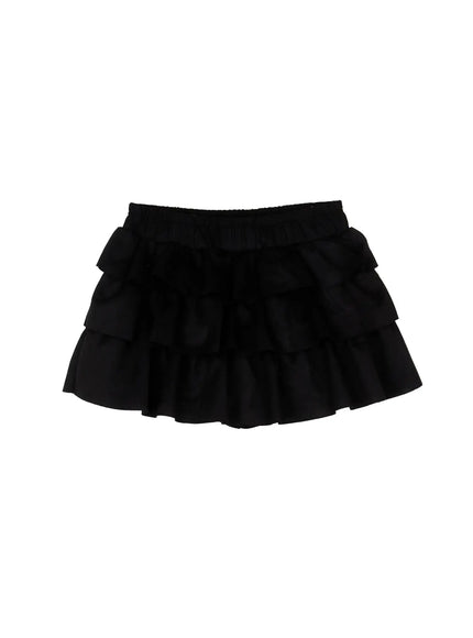 ruffled-tiered-mini-skirt-cn526 / Black
