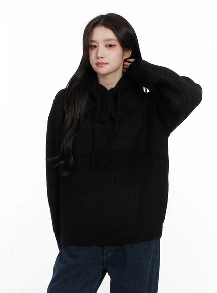 knit-balaclava-and-sweater-set-cn526 / Black