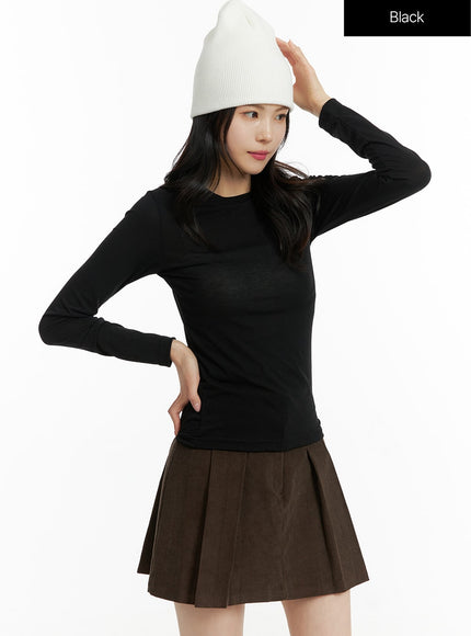 slim-fit-basic-long-sleeve-tee-of408 / Black