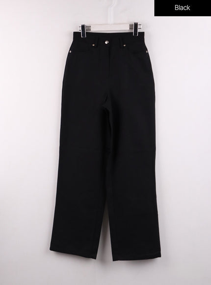 solid-cotton-straight-pants-cf401 / Black