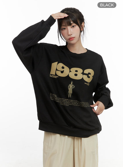 lettering-oversized-sweatshirt-cg430 / Black