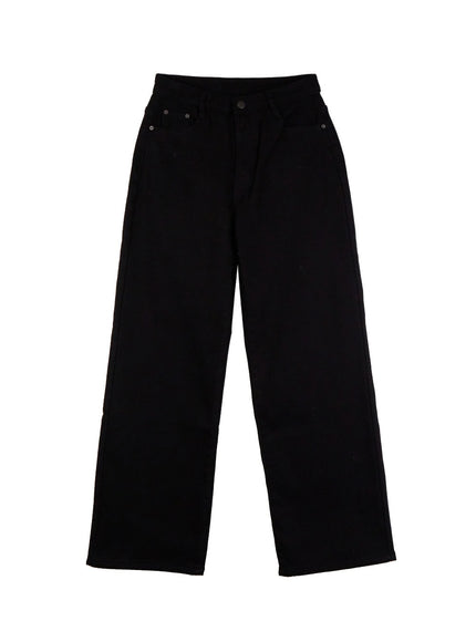 solid-comfy-wide-leg-pants-od412 / Black