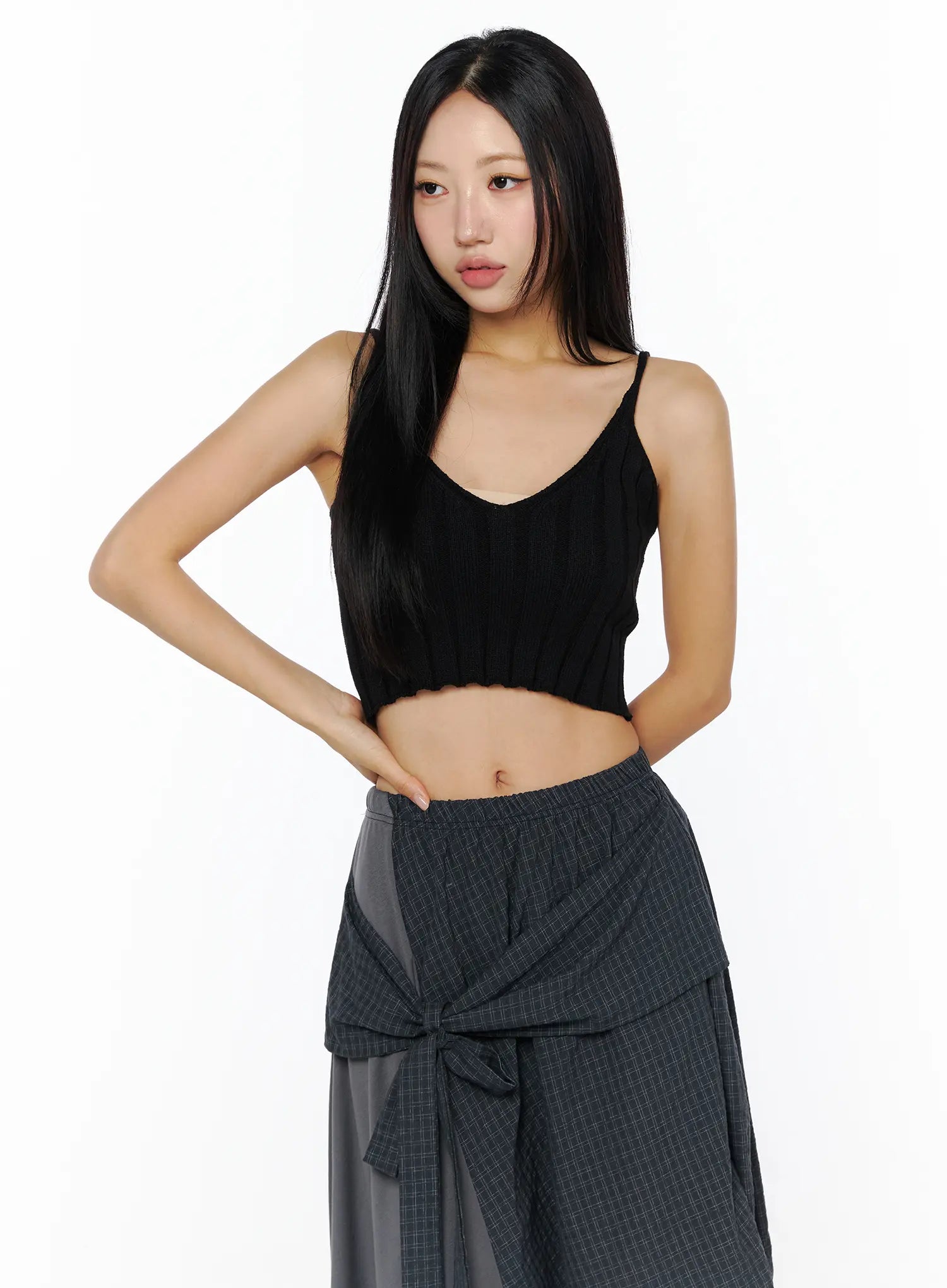 ribbed-knit-tank-top-cu512 / Black