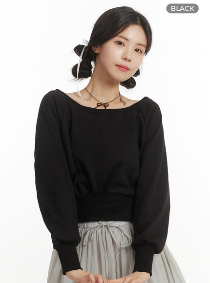 off-shoulder-crop-sweatshirt-of427 / Black