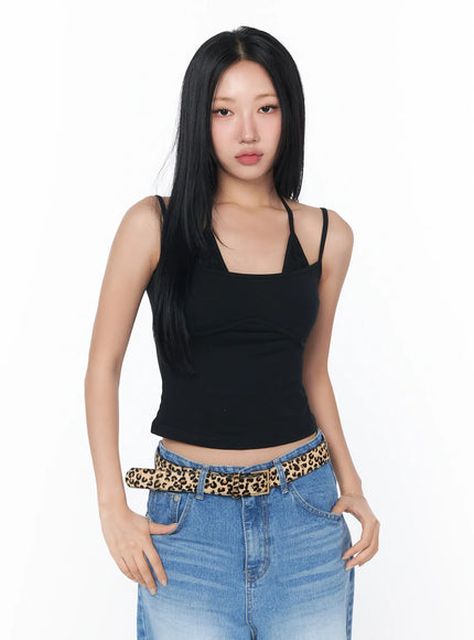 trendy-layered-halter-top-cy512 / Black