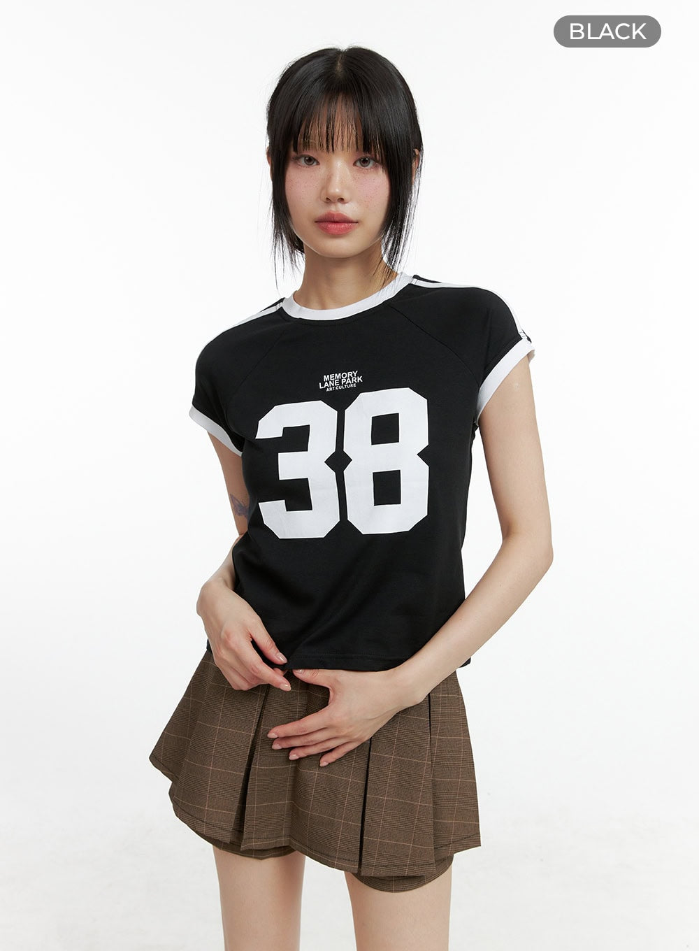 lettering-crop-tee-cl402 / Black