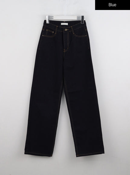 wide-leg-dark-washed-jeans-od307 / Blue